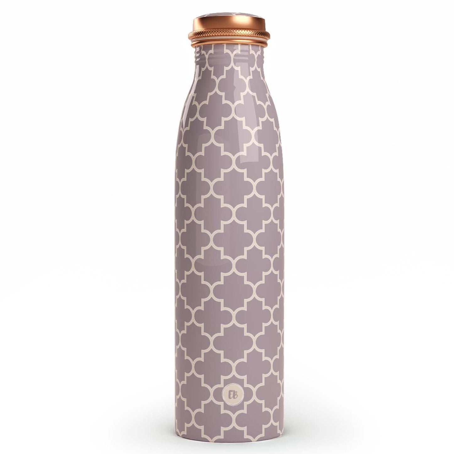 EB-Everything Beautiful Pure Copper Water Bottle 1 Litre Leakproof with Smooth Grey Printed Seamless Design made of Tamba Suiatable Birthday Gift for Men & Women by ebstore