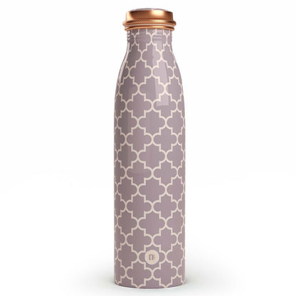 EB-Everything Beautiful Pure Copper Water Bottle 1 Litre Leakproof with Smooth Grey Printed Seamless Design made of Tamba Suiatable Birthday Gift for Men & Women by ebstore