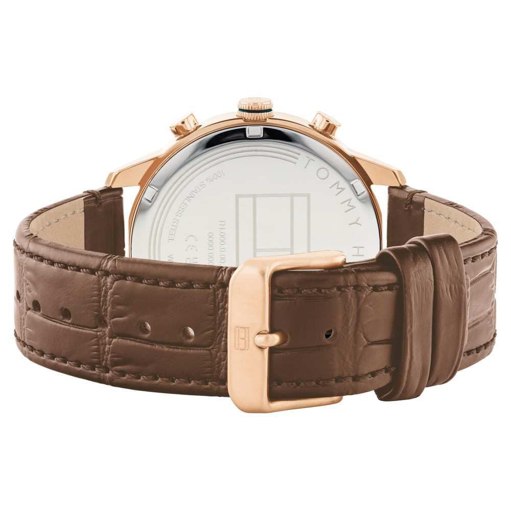 Tommy Hilfiger Blue Dial Brown Colour Leather Strap Analog Watch for Men-TH1710526