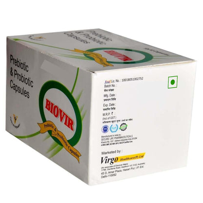 Virgo Healthcare's Biovir | Saccharomyces Boulardii Prebiotic and Probiotic | IBS | Diarrhea | Lactose Intolerance | 30 Capsules