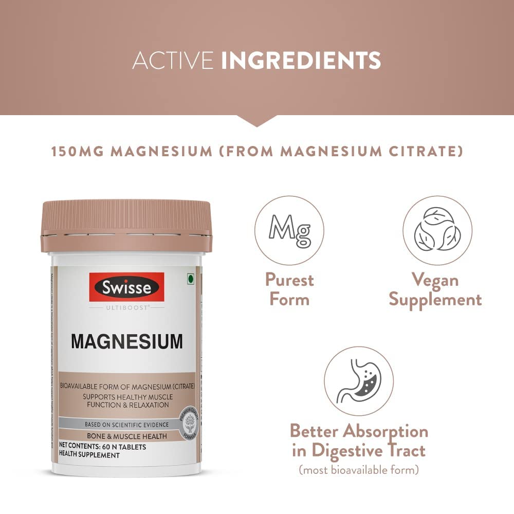Swisse Magnesium For Muscle Recovery, Sound Sleep & Stress Relief - Australia's No. 1 Magnesium Supplement, Manufactured In Australia - Supports Relaxing, Calming & Muscle Regenerative Sleep - 60 Tablets (1 Tablet Per Serving)