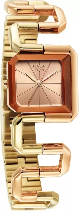 Titan Raga Delight Rose Gold Dial Women Analog Watch with Stainless Steel Strap-
