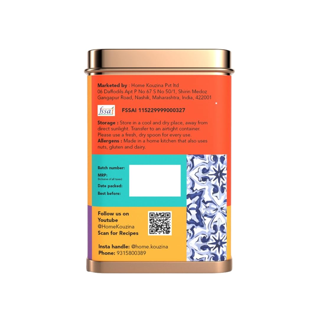 Home Kouzina Goan Fish Curry Masala - 150g| Perfect for Authentic Goan Fish Recipes| No Artificial Additives| Made in Small Batches| 100% Natural Ingredients| Traditional Recipe| Premium Tin Pack