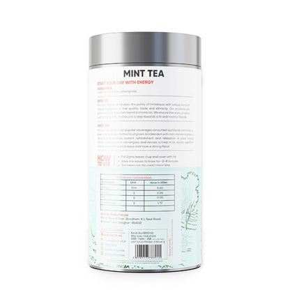 First Bud Organics Mint Tea - 100gm | Refreshing, Soothing Herbal Blend | Pure Peppermint Leaves, Caffeine-Free | Digestive Health and Relaxation