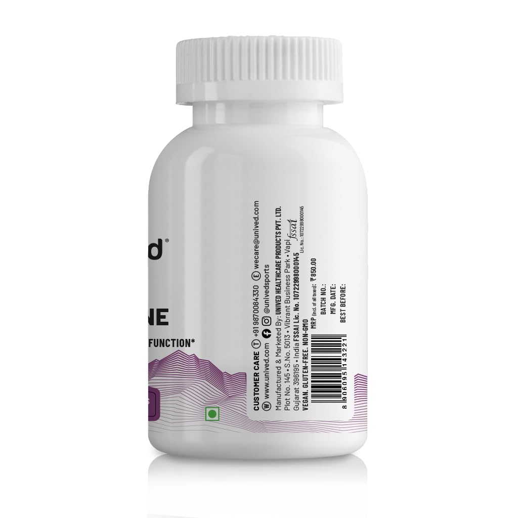Unived Acetyl L-Carnitine 500mg | Supercharges Brain Function, Fat Loss, & Reaction Time. | Single Ingredient, Flavorless & Caffeine Free | 60 Vegan Capsules