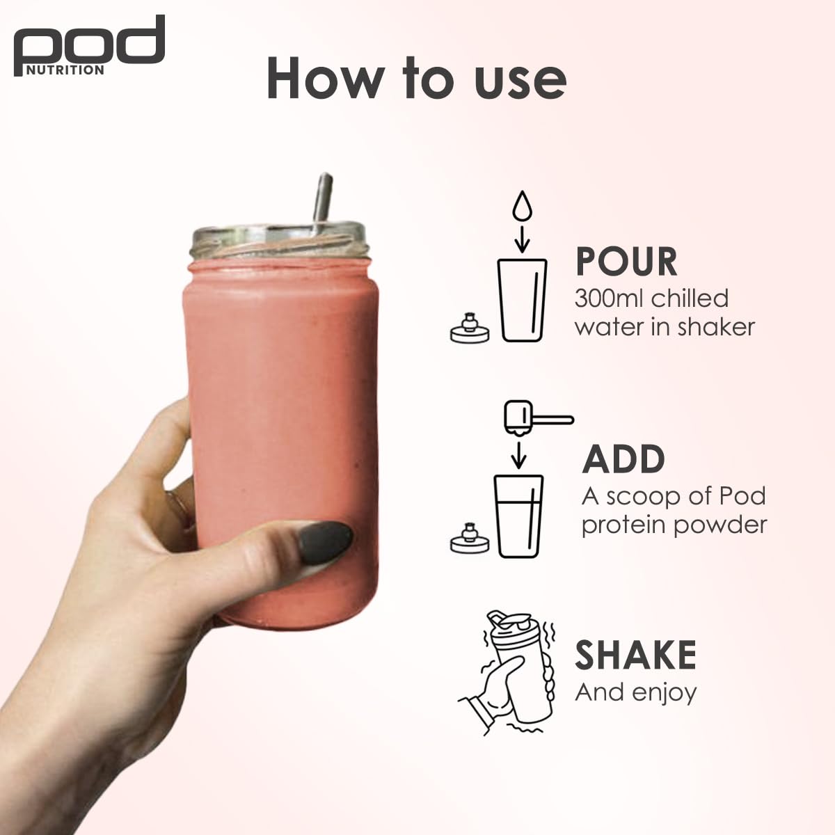 POD NUTRITION Pea Protein Isolate Powder | Vegan Plant Protein, No Added Sugar, Dairy Free| Clean & Easy to Digest with Essential Amino Acids (1kg Pouch, Real Strawberry)