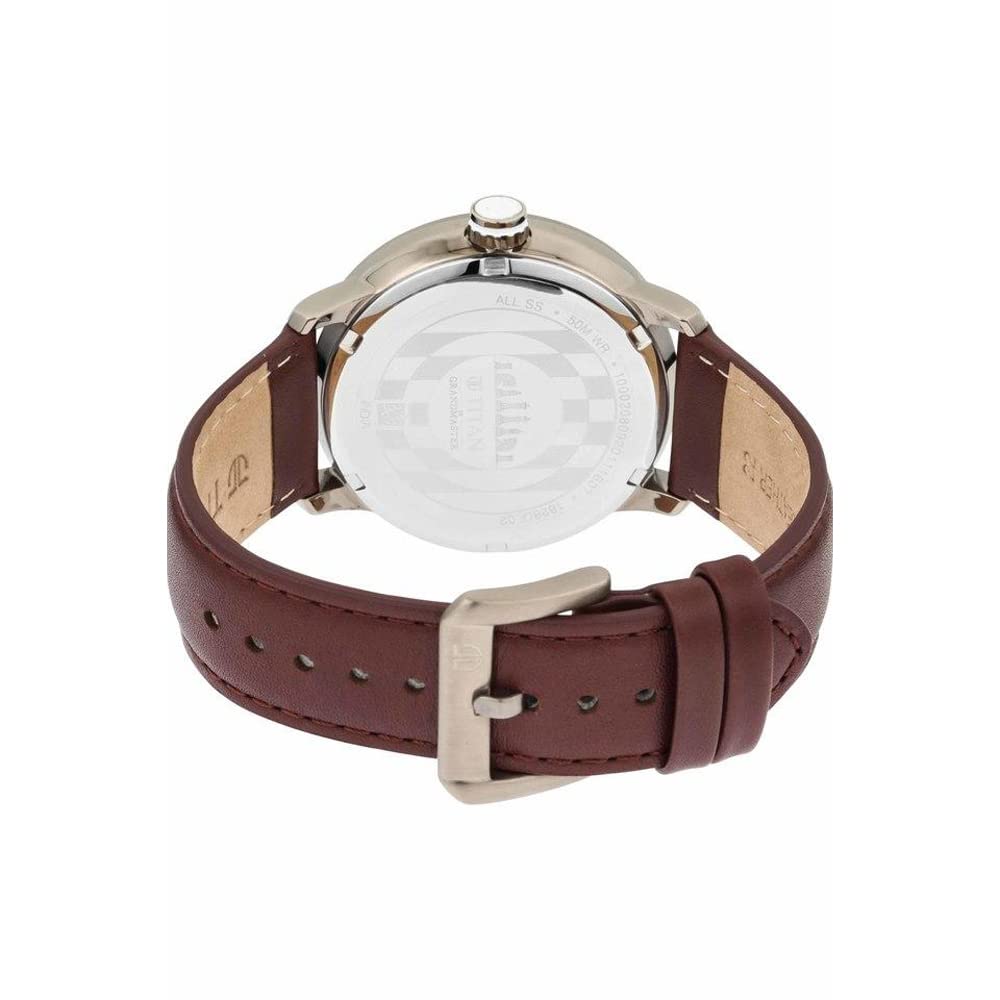 Titan Regalia Grandmaster White Dial Quartz Analog Leather Strap Watch- image 2