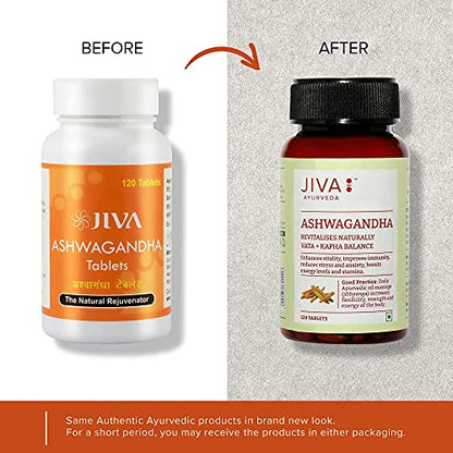 Jiva Ashwagandha Tablet | 100% Ayurvedic Formulation for Immunity And Energy Level | Helpful in Kapha & Vata Doshas- 120 Tablets (Pack of 1)