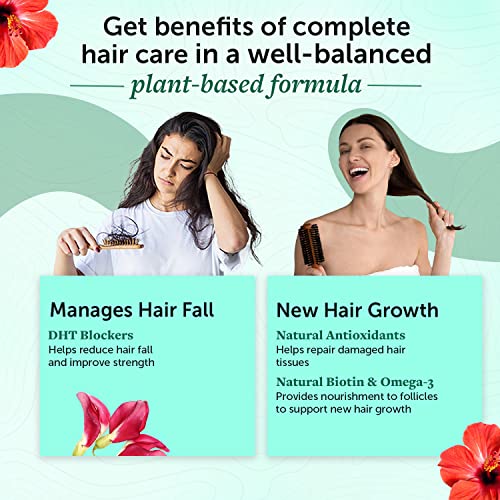 Neuherbs Plant Based Hair Biotin 10000mcg Supplement with DHT-Blocker & Omega-3 | Sesbania, Hibiscus, Rosemary extract, and black pepper | For Hair Growth , Hair Fall Control - 125 g ( Powder ) | Blackberry Flavoured | Great Taste