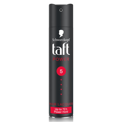 Schwarzkopf Taft Power Hair Lacquer, Caffeine Power Formula for 72 hour hold, Hold 5 with no stickiness