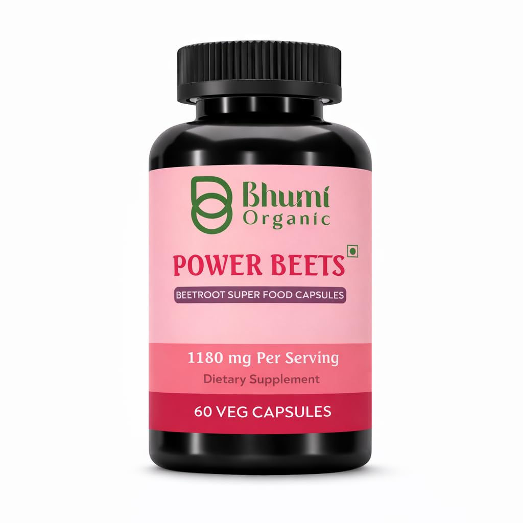 Bhumi Organic Power Beets Supplement 1180mg 60 Veg Capsules
