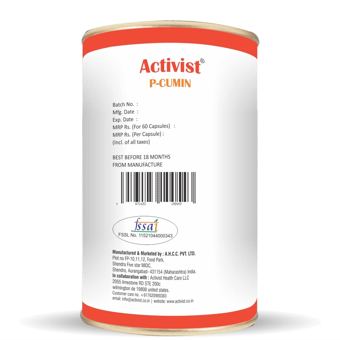 Activist P-Cumin Oil Capsule | Nutritional Dietary Supplement (60 Liquid Capsule) - 100% Pure Cumin Oil, Natural Support for Digestive Health, Immune System Boosting, and Antioxidant Protection
