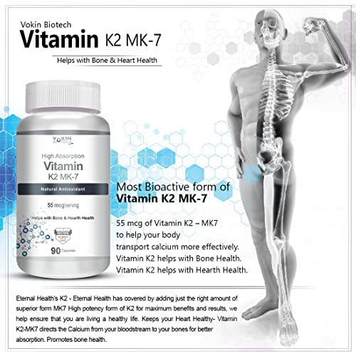 Vokin Biotech Vitamin K2 MK-7- Support Bone & Heart Health - 55mcg – (90 Capsules)