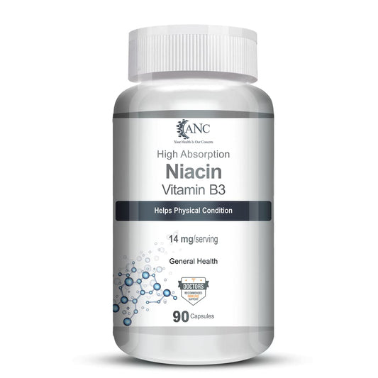 ANC Niacin Vitamin B3 for Vascularity & Increase Cellular Energy 90 Veg Capsules