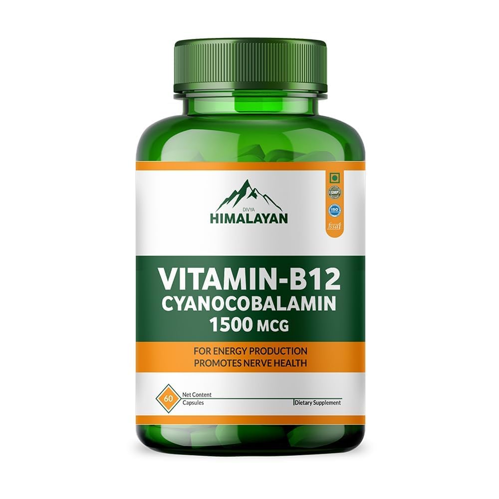 Divya Himalayan Vitamin B-12 Support Supplement, 60 Capsules, Energy Production, Immune Function, Nerve Health