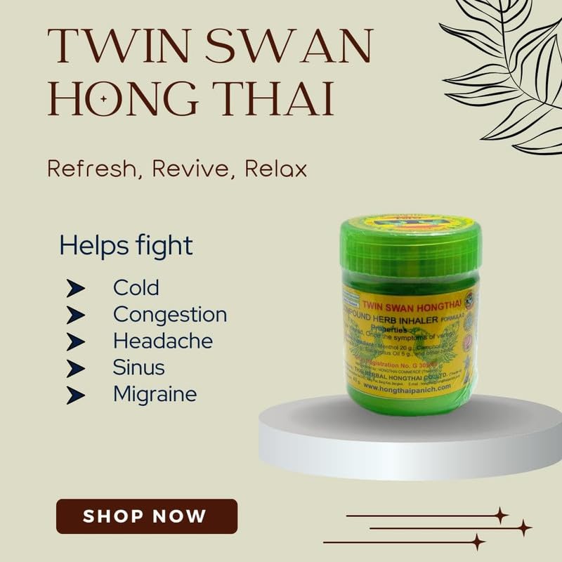 TWIN SWAN™ Hong Thai Traditional Thai Compound Herbal Inhaler Pack Of 1