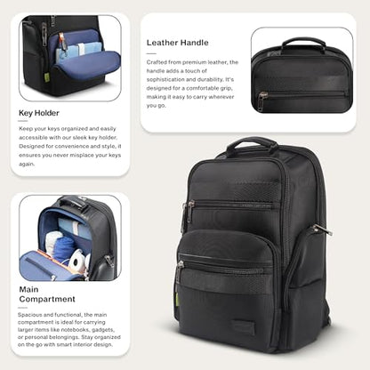 Timus Boston Black Professional Laptop Backpack for Men & Women 25 L | Fits 15.6 Inch Laptop | Water-Resistant | Premium Polyester Build with Trolley Sleeve