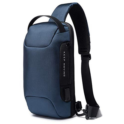 Red Lemon BANGE Anti-Theft Sling Bag for Men & Women, Water-Resistant Crossbody with USB Dual Charging, Code Lock, Hidden Pocket, Semi-Fixed Design, Lightweight, Fits 7inch iPad – Blue