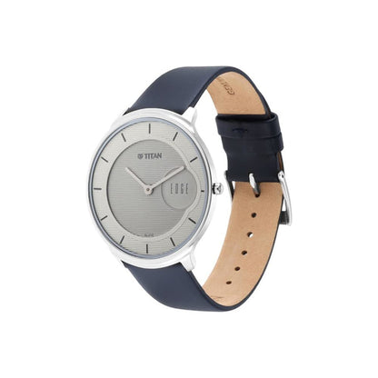 Titan Edge Baseline Grey Dial Analog Leather Strap Watch for Men-NS1843- image 5