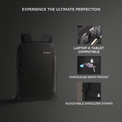 CARLTON Laptop Backpack with Front Access Pocket, Trolley Sleeve, Flush USB Port & Water Resistant Fabric | Ferrous Black | Bradford