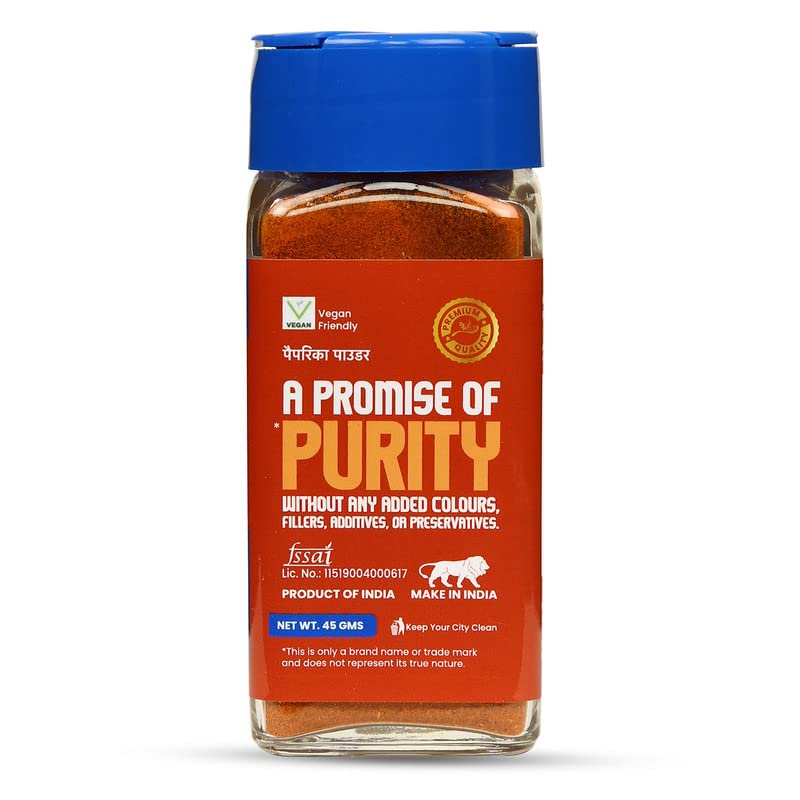 CRISTA Smoked Paprika Powder from Fresh & Flavourful Dried Chillies with Zero added Colours, Fillers, Additives & Preservatives Smoky Flavour & Aroma 45 gms