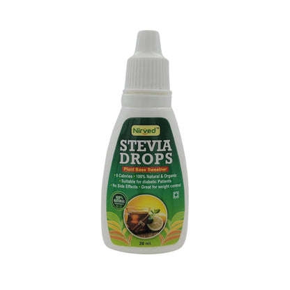 Nirved Stevia Drops – Natural Sugar Free Liquid Sweetener for Diabetics | Zero Calorie Sugar Substitute | Keto & Weight Management Friendly