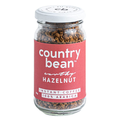 Country Bean Hazelnut Instant Coffee Powder 50 G | Arabica, Freeze-dried, Flavoured coffee | No Added Sugar | Makes 25 Cups