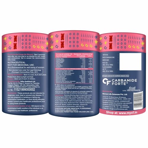 Carbamide Forte Collagen & Biotin Gummies | Collagen Supplements | Collagen for Women & Men for Skin & Hair | Mixed Fruit Flavour - 60 Gummies