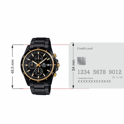 Casio EDifice EFR-526BK-1A9VUDF Black Analog Dial Black Stainless Steel Band Men's Watch Chronograph 100M Water Resistant EX208