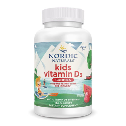 Nordic Naturals Vitamin D3 Gummies Kids - 400 IU Vitamin D3 For Kids | Cholecalciferol VitaminD3 For Muscle & Bone Health - Vit D3 Wild Watermelon Splash, Vegetarian - 120 Chewable Gummies