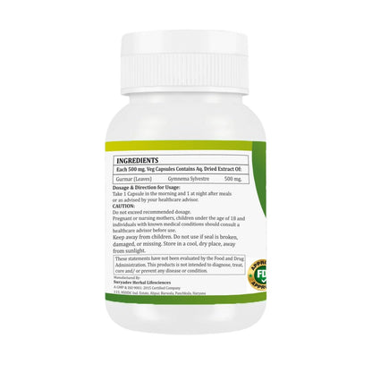 MORSAN HEALTHCARE | Ayurvedic Gurmar (Gudmar) Capsules 500mg – 60 Count | Vegetarian | Plant-Based | Herbal Supplement | No Artificial Additives | Gluten-Free | Organic | Gymnema sylvestre | Dia Free Herbal Capsules (pack of 1)
