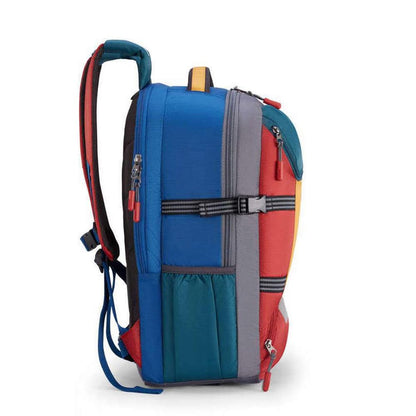 American Tourister Zipper Magna Pace Polyester Men's Backpack (Free Size, Multi-Coloured)