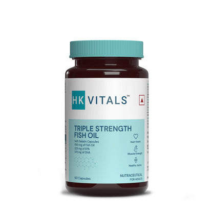 HealthKart HK Vitals Triple Strength Fish Oil Supplement (60 Capsules) | For Men and Women, 525mg EPA & 375mg DHA | For Healthy Heart, Eyes & Joints