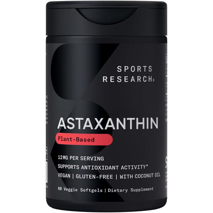 Sports Research Astaxanthin (Highest Potency) 12Mg Per Veggie Softgel With Organ