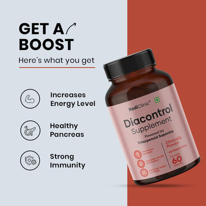 RediClinic DiaControl Capsules for Diabetes | Made with Gudmar, Karela, Jamun, Shatavari |Helps Manage Blood Sugar Levels & Healthy Glucose Levels | Pack of 1-60 Capsules