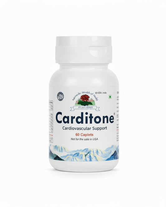 Ayush Herbs Carditone Heart Health Supplement for Women & Men – Natural BP Support Formula with Arjuna, Shankhpushpi, Gokhru, Punarnava, Pushkarmool & Rose Petals – 60 Vegetarian Caplets (1 Count)