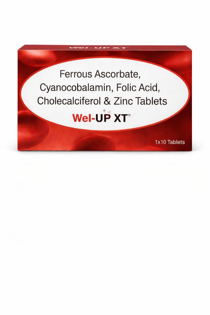 Novorem Wel-Up XT Tablets | Ferrous Ascorbate, Folic Acid, Cyanocobalamin, Cholecalciferol & Zinc Tablets | Iron & Vitamin Supplement | 10 Tablets (2)