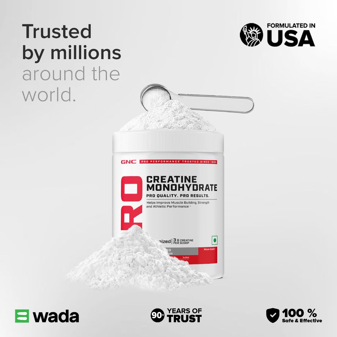 GNC Pro Performance Creatine Monohydrate - 3000mg Creatine Per Scoop | Micronized for Faster Absorption | Boosts Energy, Muscle Volume & Performance | Gluten-Free | Unflavored | 400gm