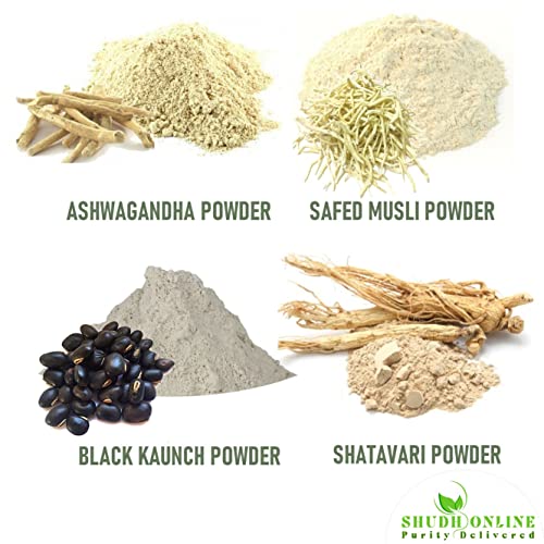 Shudh Online Safed Musli, Ashwagandha, Kaunch, Shatavari Powder Combo (Pack of 100 gram x 4 combo)