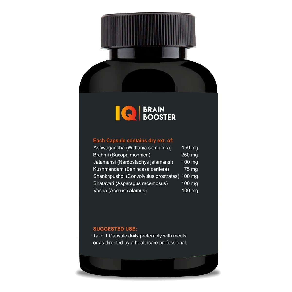 Neuhack IQ Brain Booster Memory Support Supplement with Brahmi, Ashwagandha, Shatavari & Jatamansi Ayurvedic - 30 Capsules
