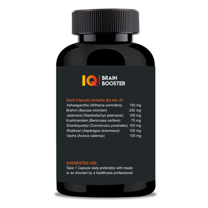 Neuhack IQ Brain Booster Memory Support Supplement with Brahmi, Ashwagandha, Shatavari & Jatamansi Ayurvedic - 30 Capsules