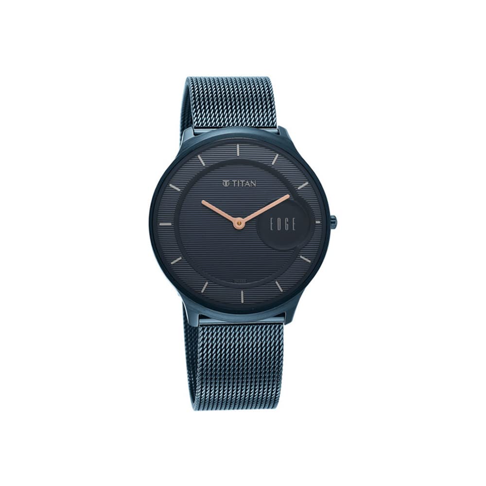 Titan Edge Baseline Blue Dial Stainless Steel Strap Analog Watch Men-NS- image 4