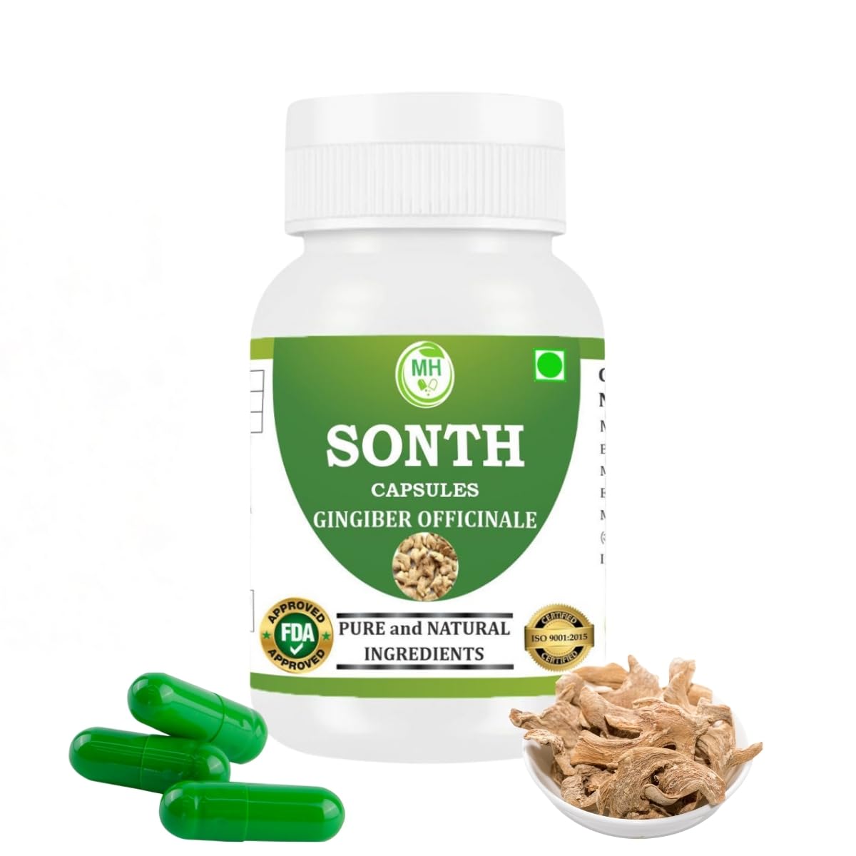 Morsan Healthcare SONTH Capsules – 60 Veg Capsules | Pure Dry Ginger Root Extract (Zingiber officinale) | Natural Ayurvedic Herbal Supplement | Pack of 1