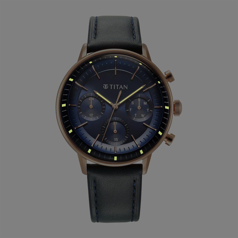 Titan Light Leathers Quartz Multifunction Blue Dial Stainless Steel Str- image 4