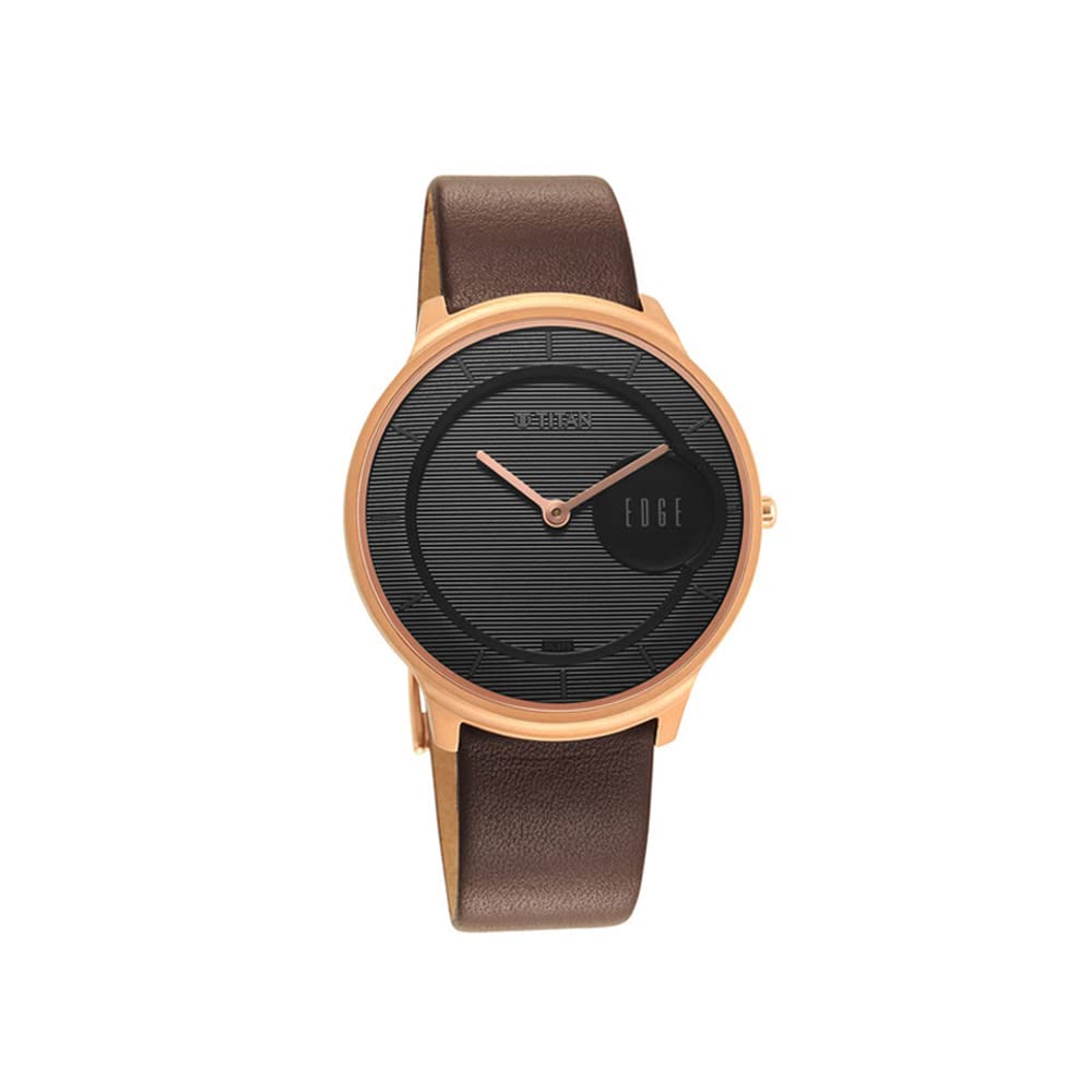 Titan Edge Quartz Analog Black Dial Leather Strap Watch for Men-NS1843W- image 4
