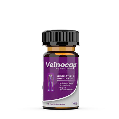 Varco LEG CARE Veinocap Phyto Capsules for Standardized Leg Varicose Veins, Capillary - Muscle Health & Blood Circulation Support with High Efficacy|Horse Chestnut, Pine Bark & Grapeseed Extract-60 Veg Caps