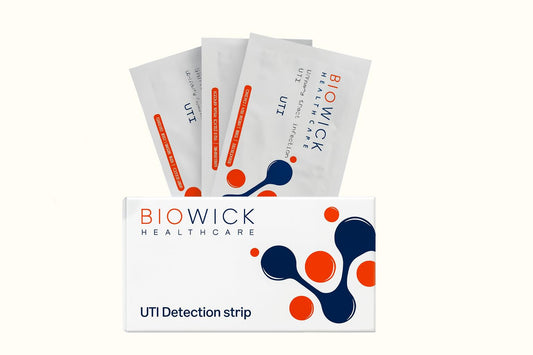 Biowick UTI Home Test Kit | 3 Urine Test Strips | Early UTI Detection at Home | Clinically Tested | Tests Leukocytes & Nitrites | Hygienic & Accurate | Self-Testing Kit | Ideal for Women & Seniors