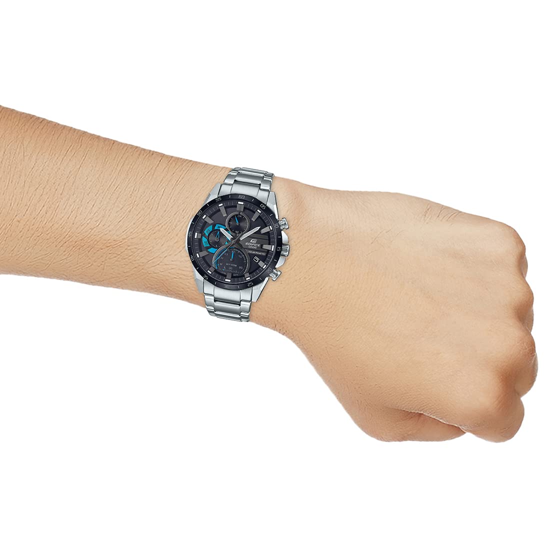 Casio Edifice EQS-940DB-1BVUDF Black Analog Dial Silver Stainless Steel Band Men's Watch Solar Powered Chronograph ED567