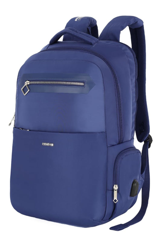 American Tourister Jit+ Polyester Zip Closure 6 Compartment Laptop Backpack (Blue, Free Size),35 L