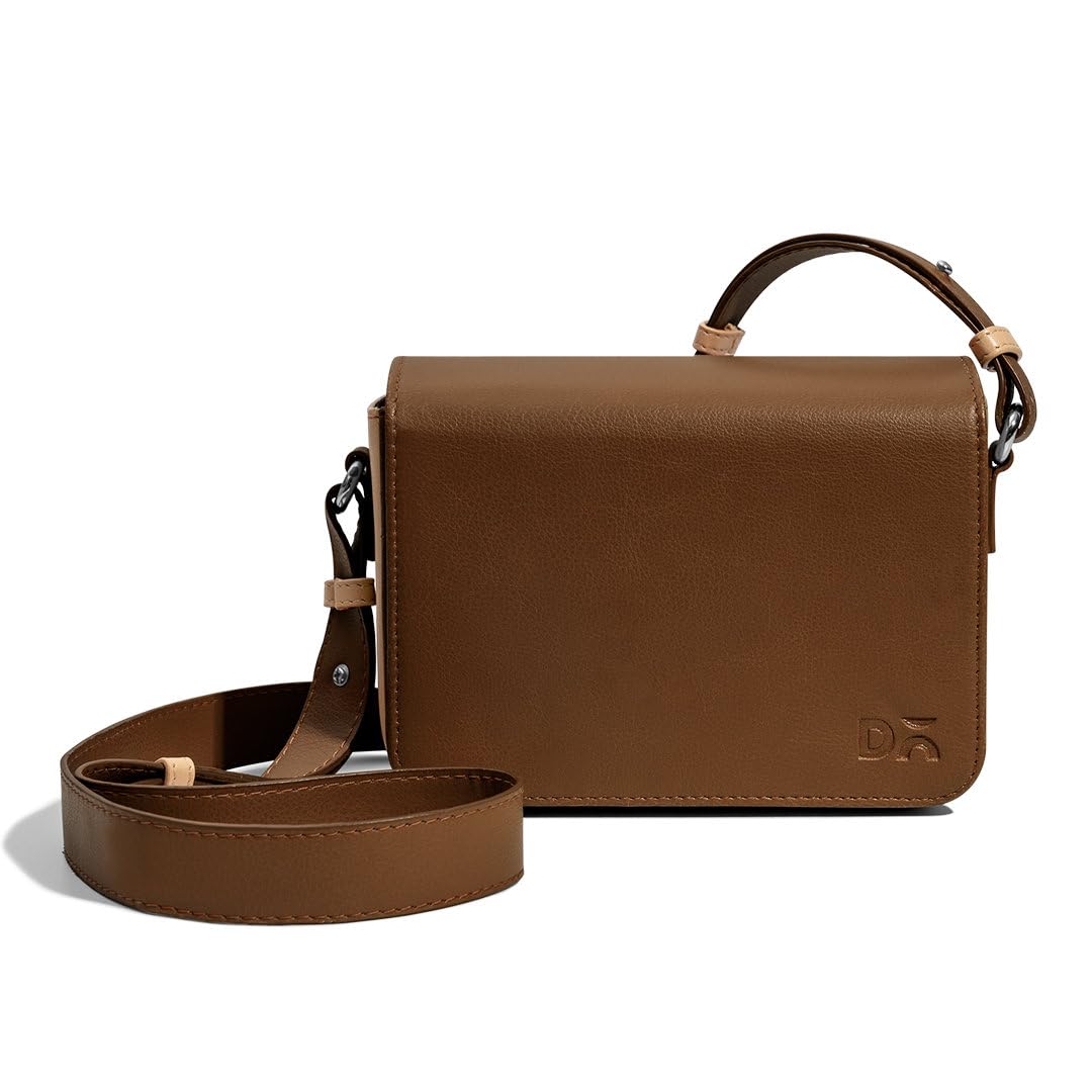 DailyObjects Sol Box Sling Crossbody Bag For Women, Girls Durable Vegan Leather, Stylish Ladies Wallet Purse, Latest Shoulder Handbag, Magnetic Flap Closure & Adjustable Wide Strap, Walnut